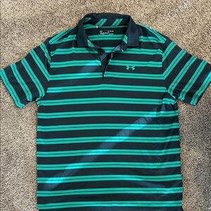 Under Armour Men's Black and Green Polo Shirt